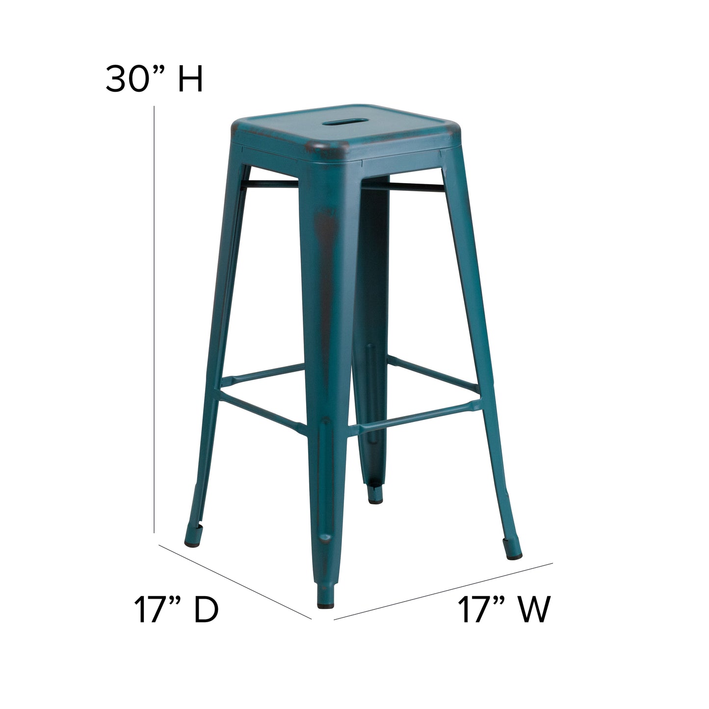 Distressed Blue-TL Metal Stool ET-BT3503-30-KB-GG