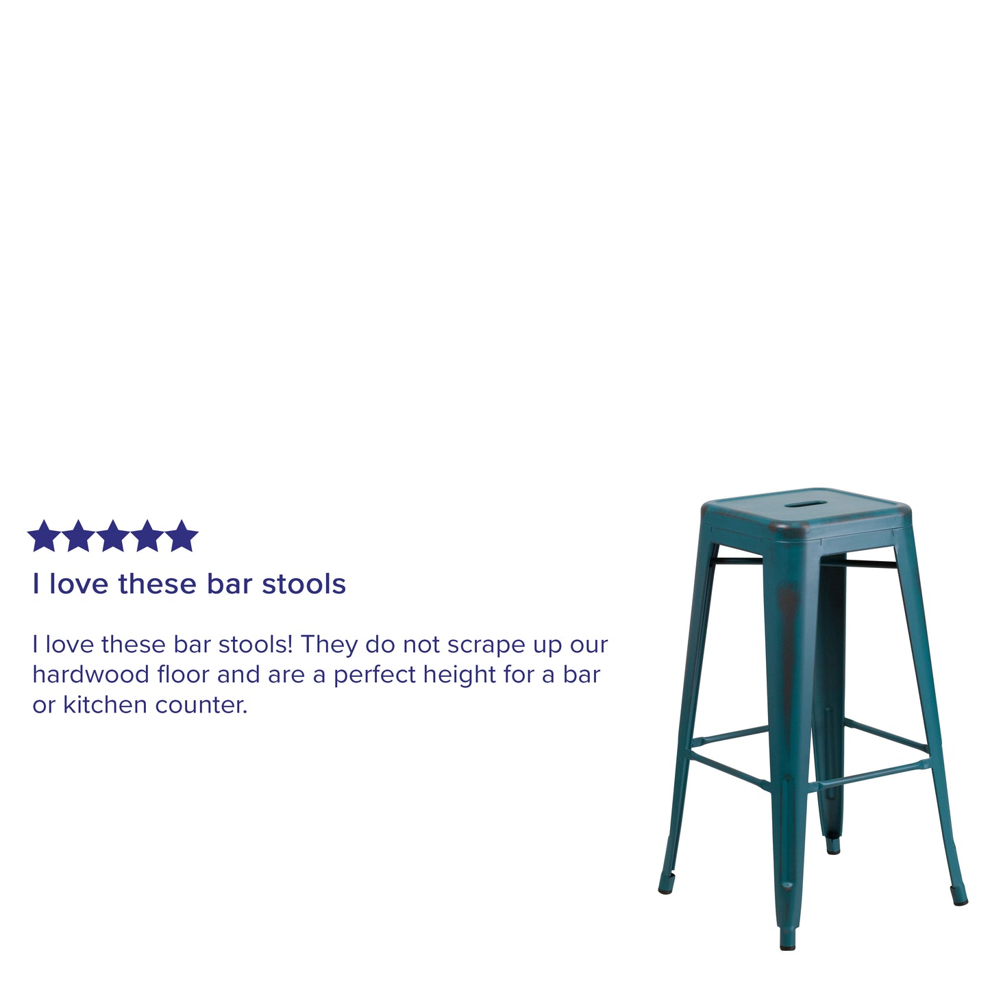 Distressed Blue-TL Metal Stool ET-BT3503-30-KB-GG