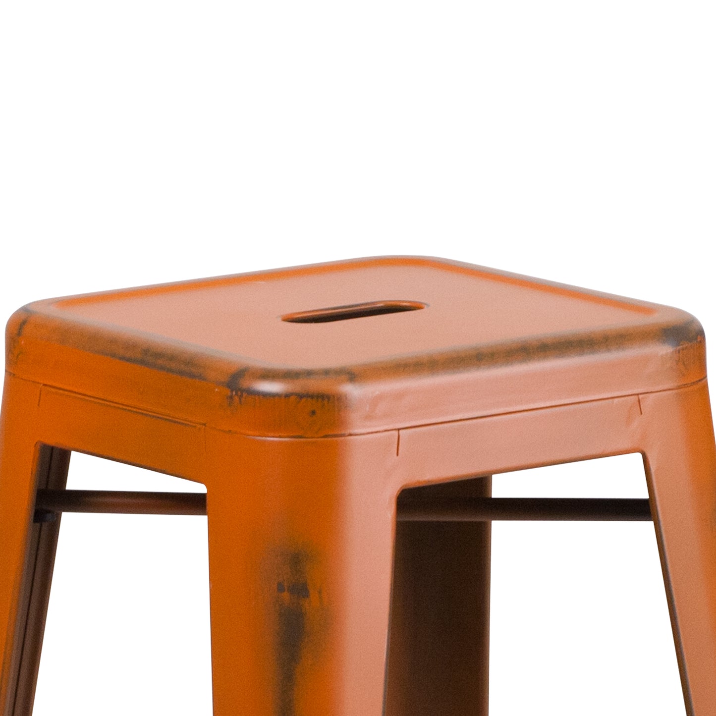 Distressed Orange Metal Stool ET-BT3503-30-OR-GG