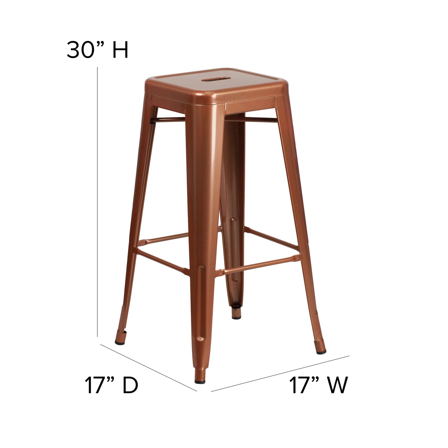 30" Copper No Back Metal Stool ET-BT3503-30-POC-GG