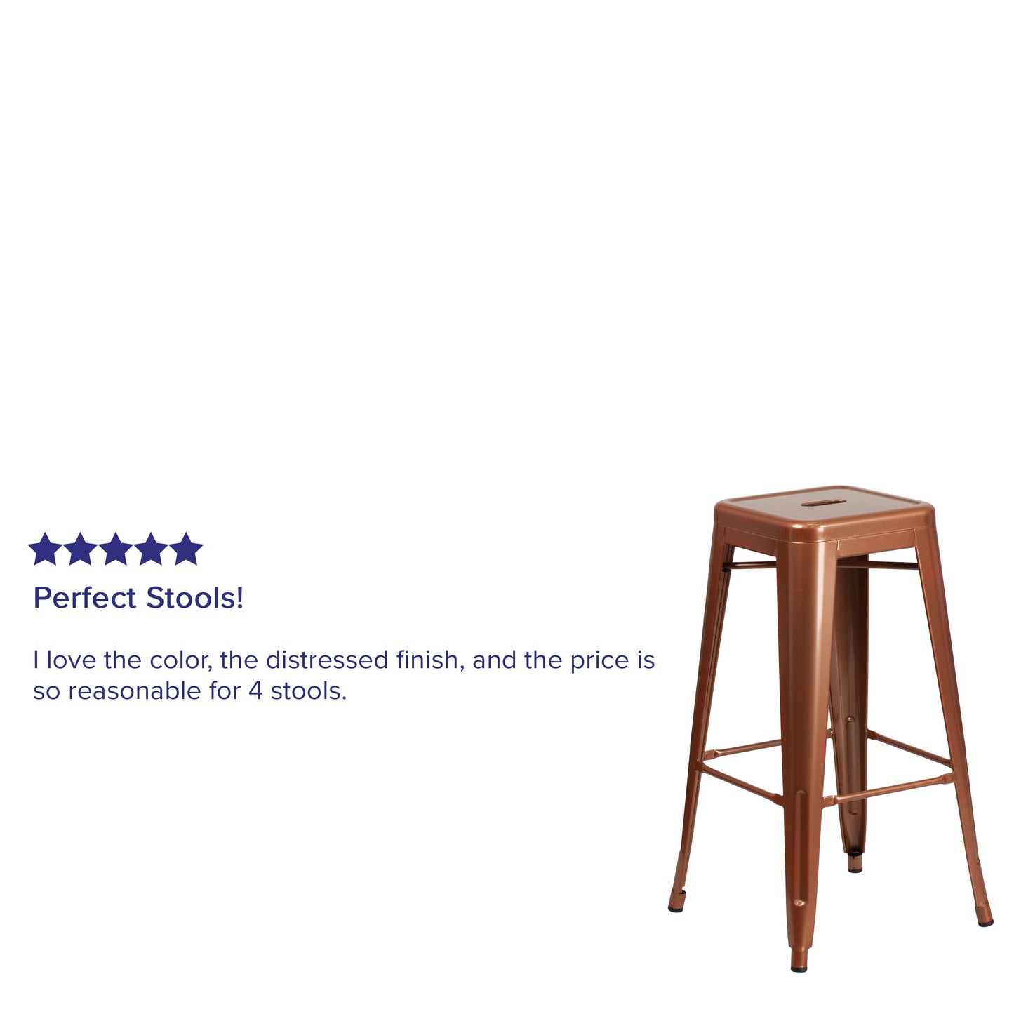 30" Copper No Back Metal Stool ET-BT3503-30-POC-GG