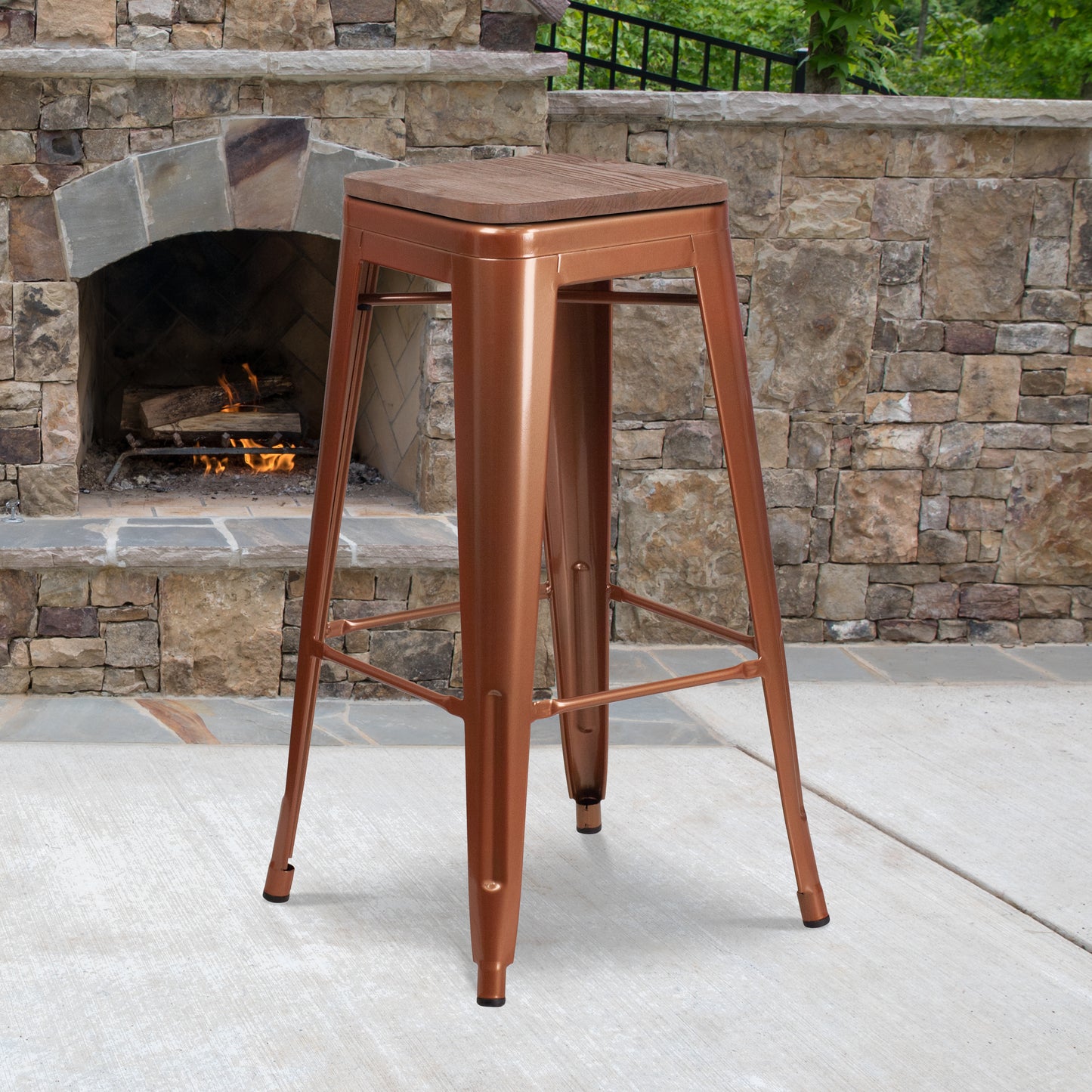 30" Copper No Back Metal Stool ET-BT3503-30-POC-WD-GG