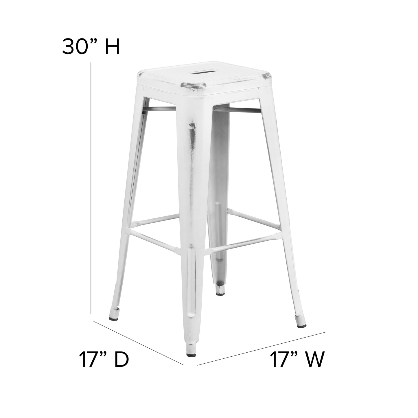 Distressed White Metal Stool ET-BT3503-30-WH-GG