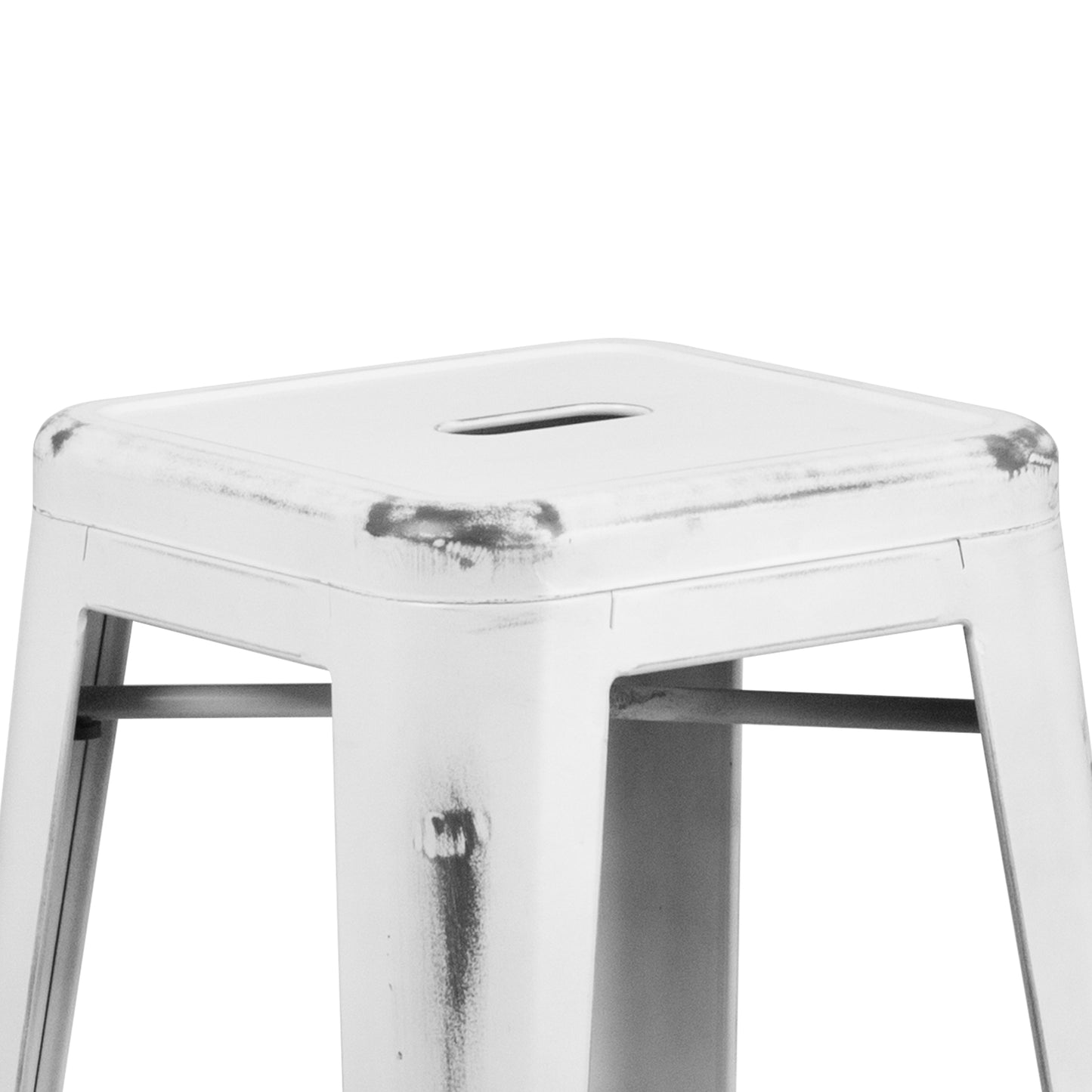 Distressed White Metal Stool ET-BT3503-30-WH-GG