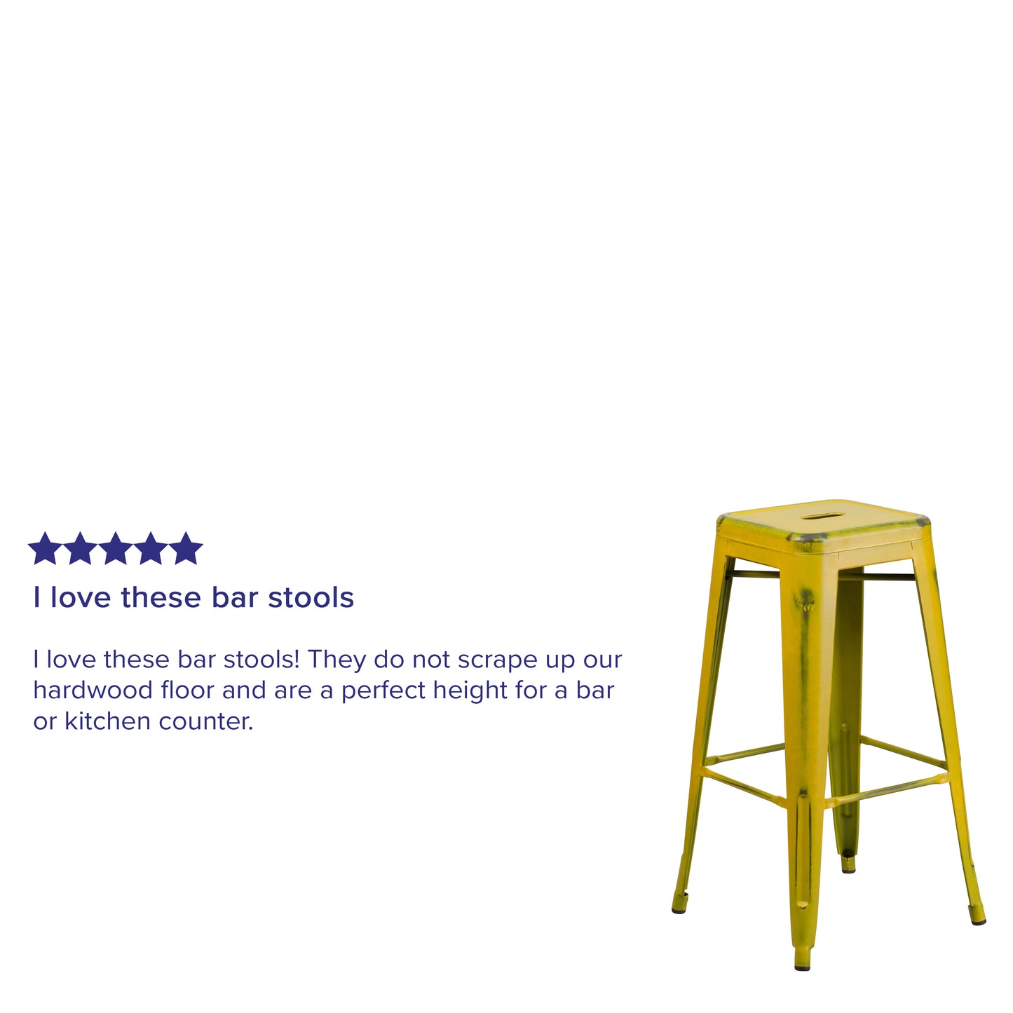 Distressed Yellow Metal Stool ET-BT3503-30-YL-GG