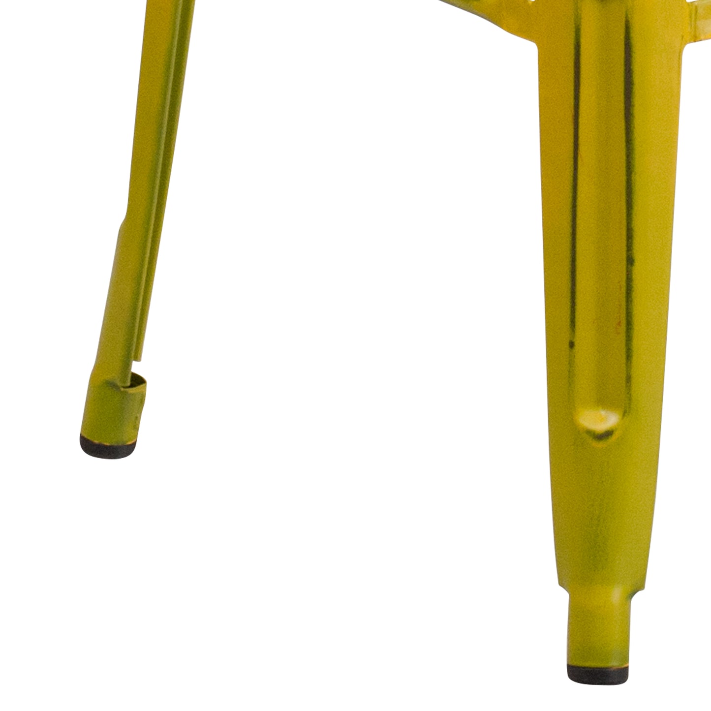 Distressed Yellow Metal Stool ET-BT3503-30-YL-GG