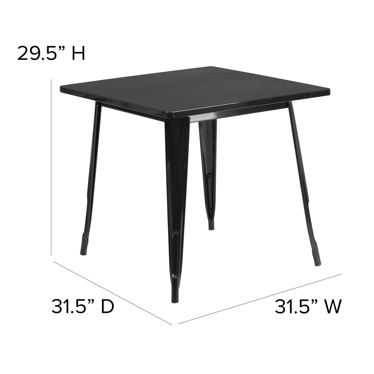 31.5SQ Black Metal Table ET-CT002-1-BK-GG