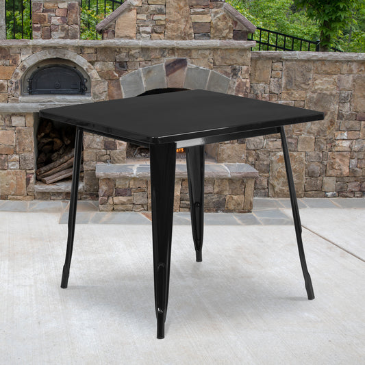 31.5SQ Black Metal Table ET-CT002-1-BK-GG