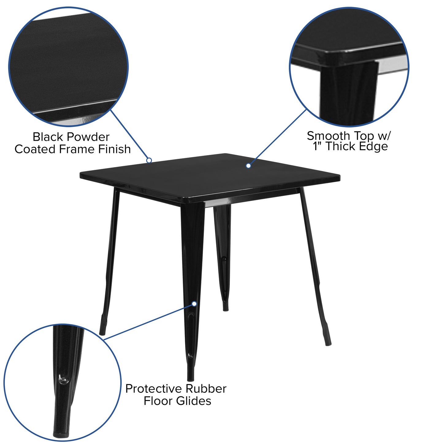 31.5SQ Black Metal Table ET-CT002-1-BK-GG