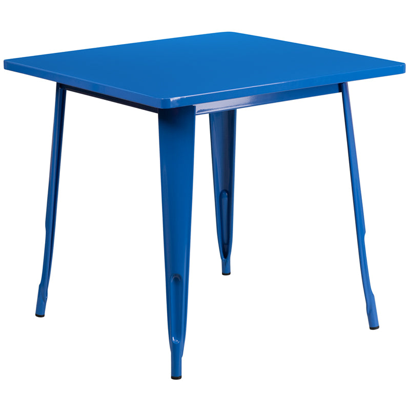 31.5SQ Blue Metal Table ET-CT002-1-BL-GG