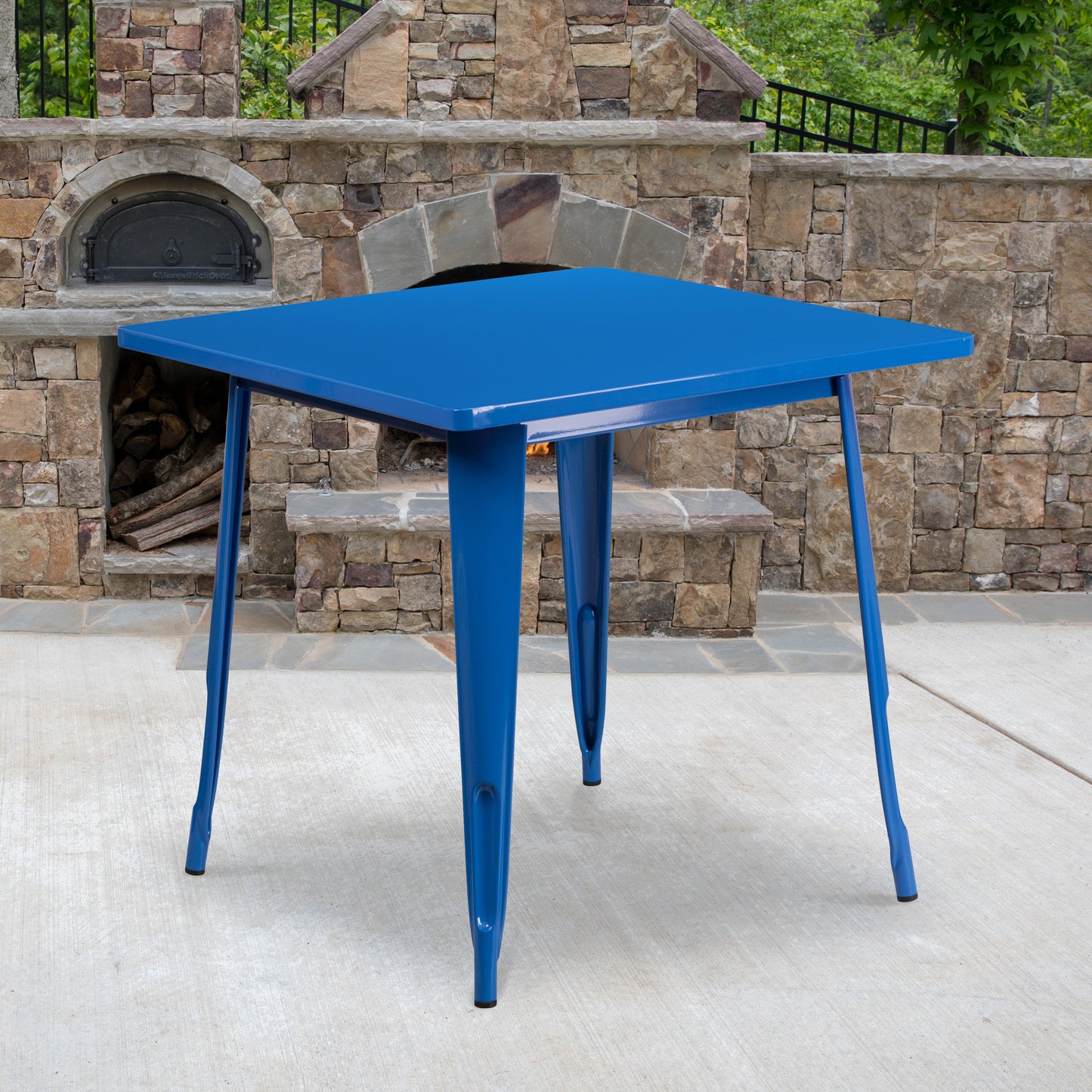 31.5SQ Blue Metal Table ET-CT002-1-BL-GG