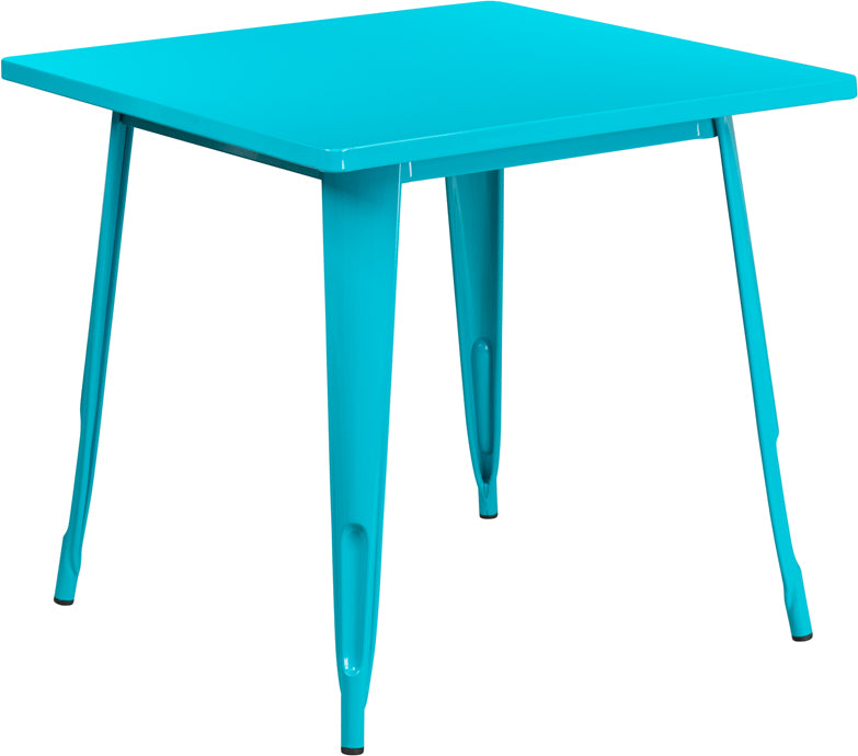 31.5SQ Teal-Blue Metal Table ET-CT002-1-CB-GG