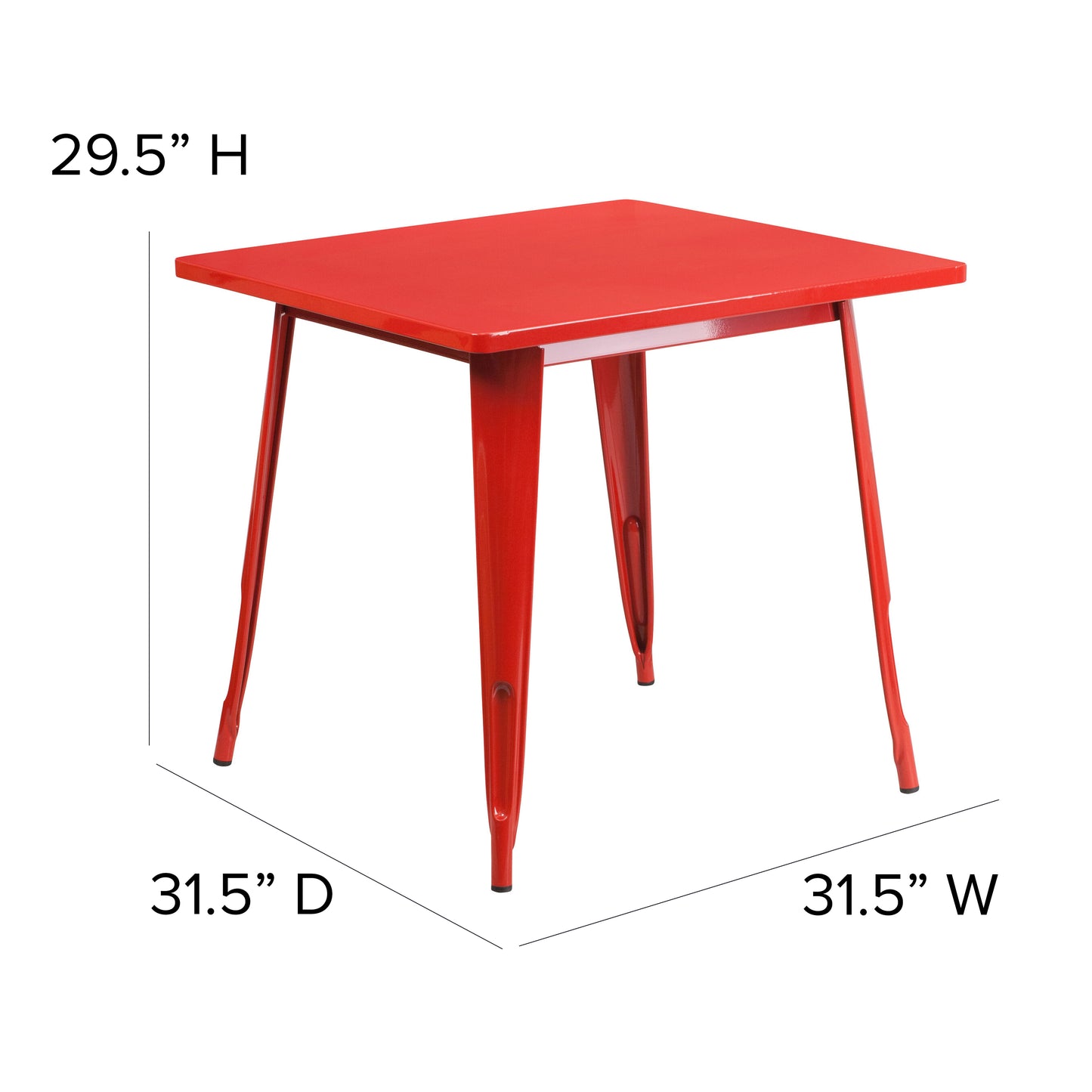 31.5SQ Red Metal Table ET-CT002-1-RED-GG