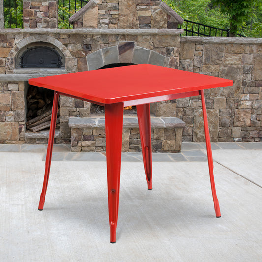 31.5SQ Red Metal Table ET-CT002-1-RED-GG