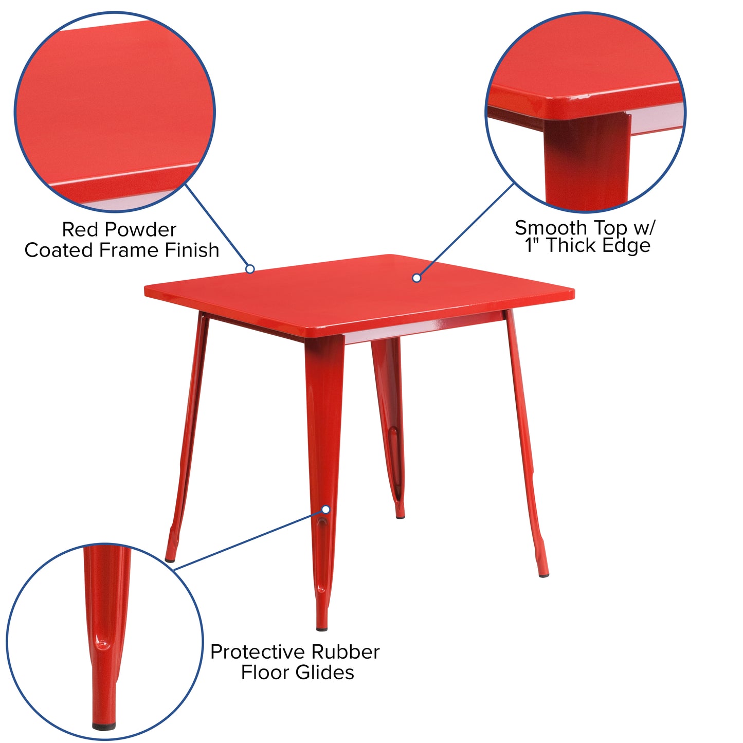 31.5SQ Red Metal Table ET-CT002-1-RED-GG