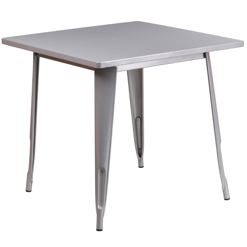 31.5SQ Silver Metal Table ET-CT002-1-SIL-GG