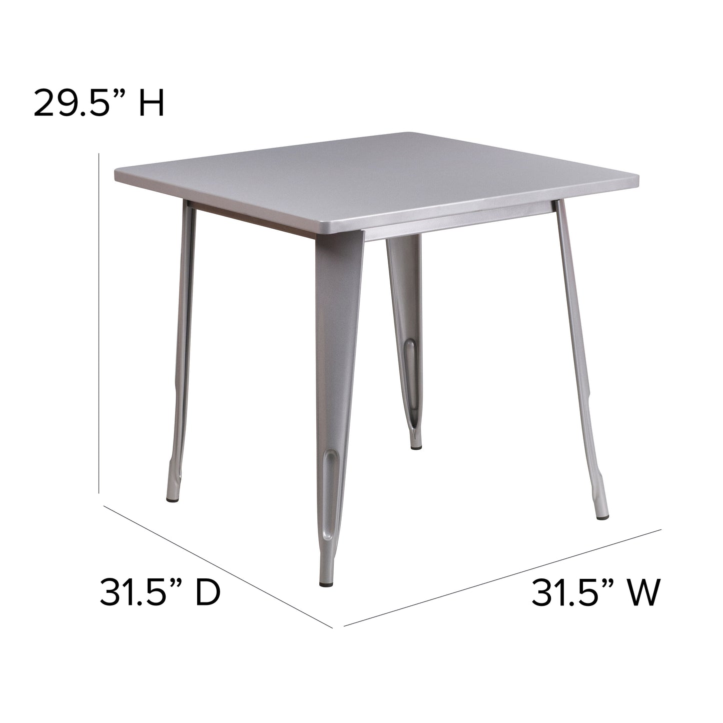 31.5SQ Silver Metal Table ET-CT002-1-SIL-GG