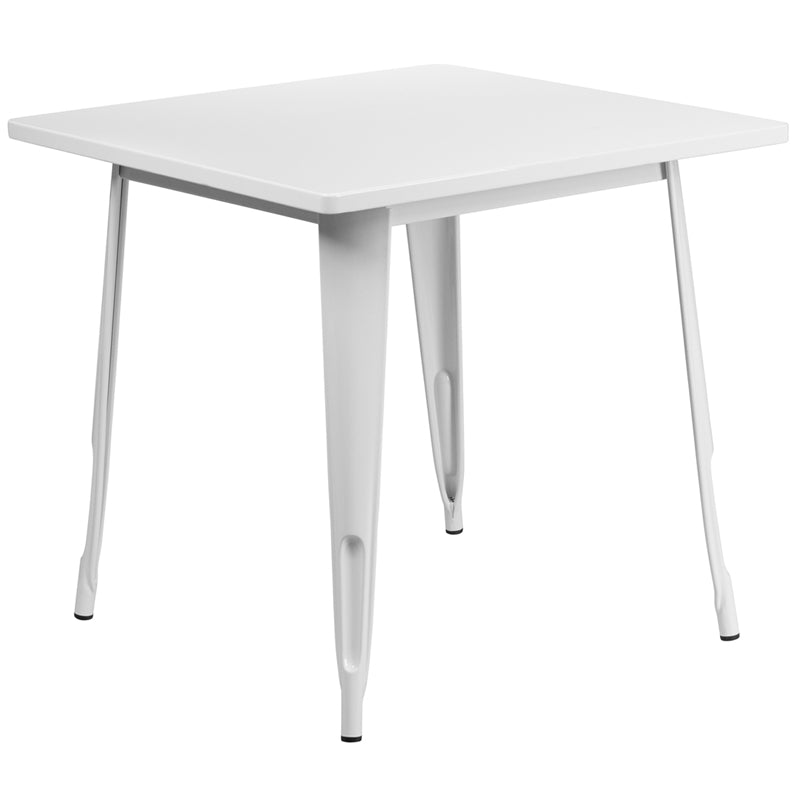 31.5SQ White Metal Table ET-CT002-1-WH-GG