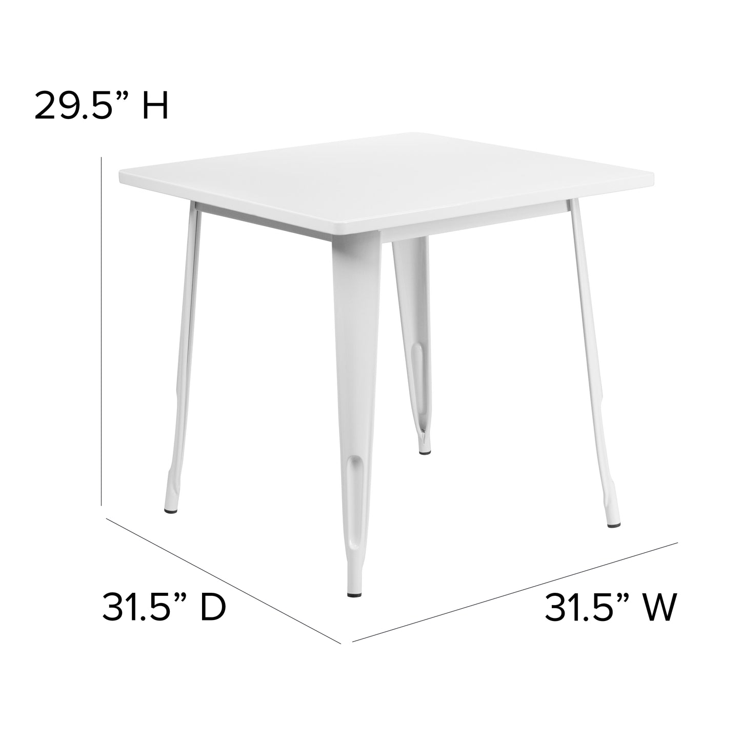 31.5SQ White Metal Table ET-CT002-1-WH-GG