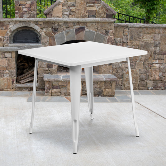 31.5SQ White Metal Table ET-CT002-1-WH-GG