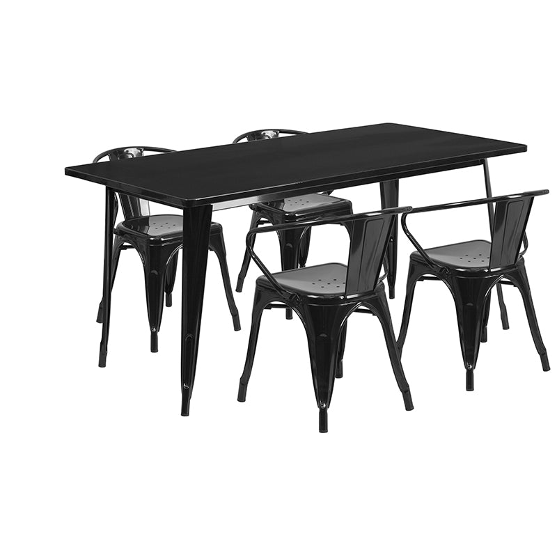 31.5x63 Black Metal Table Set ET-CT005-4-70-BK-GG