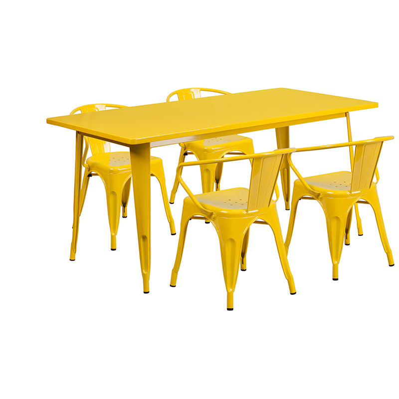 31.5x63 Yellow Metal Table Set ET-CT005-4-70-YL-GG