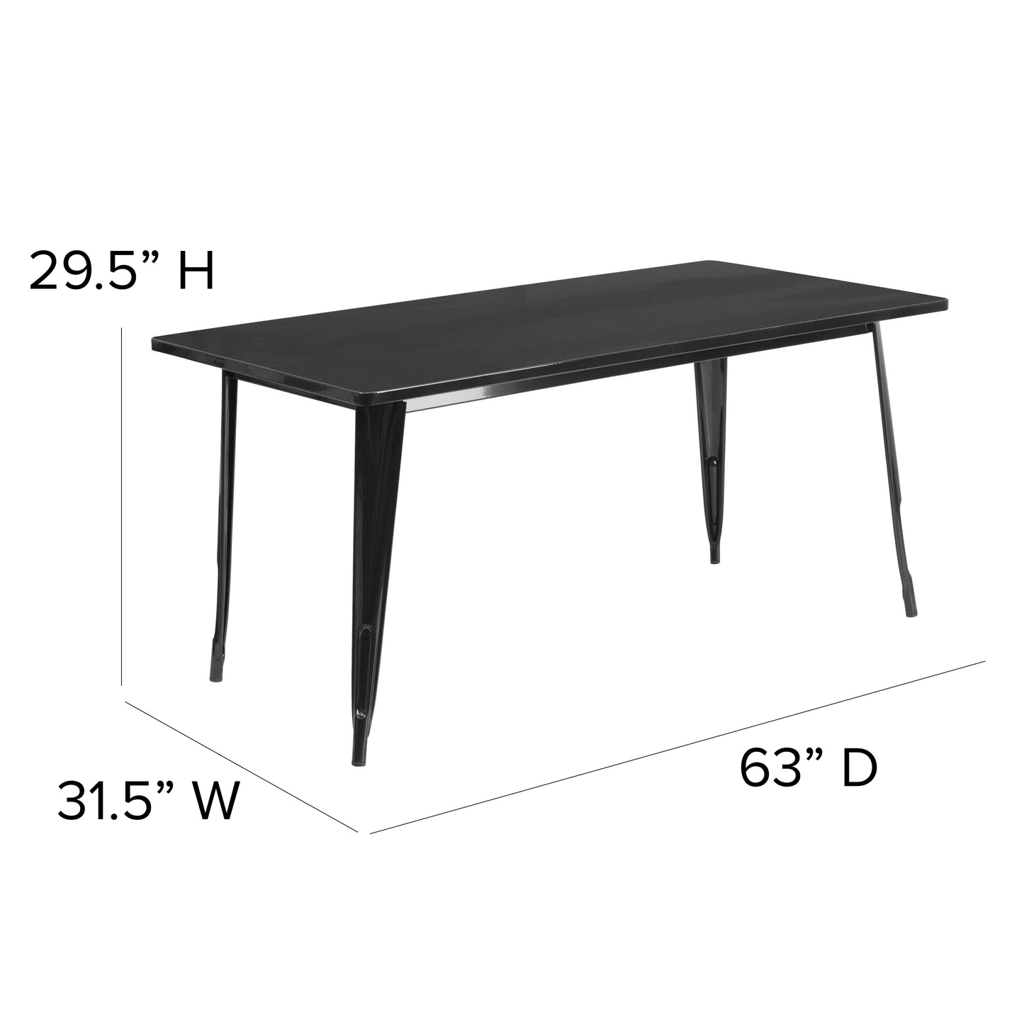 31.5x63 Black Metal Table Set ET-CT005-BK-GG