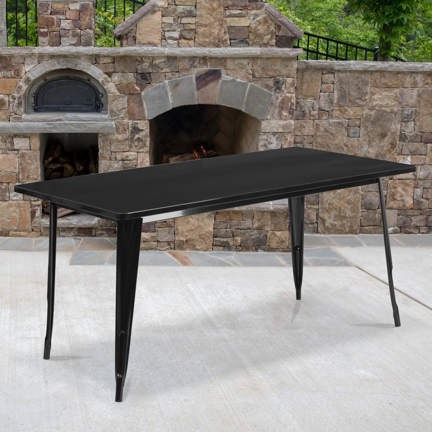 31.5x63 Black Metal Table Set ET-CT005-BK-GG