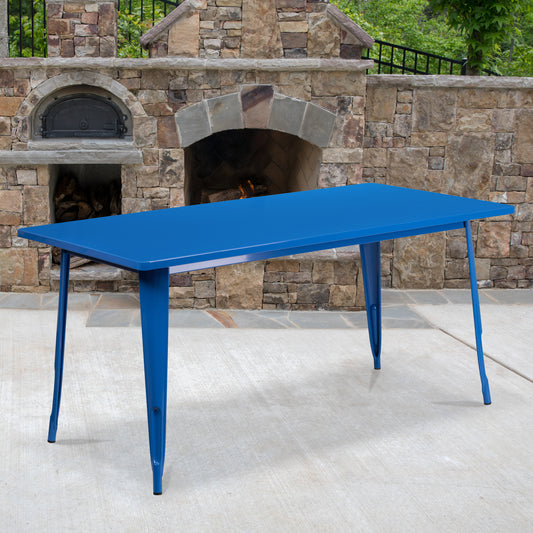 31.5x63 Blue Metal Table Set ET-CT005-BL-GG