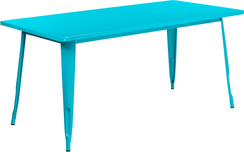 31.5x63 Teal Metal Table Set ET-CT005-CB-GG