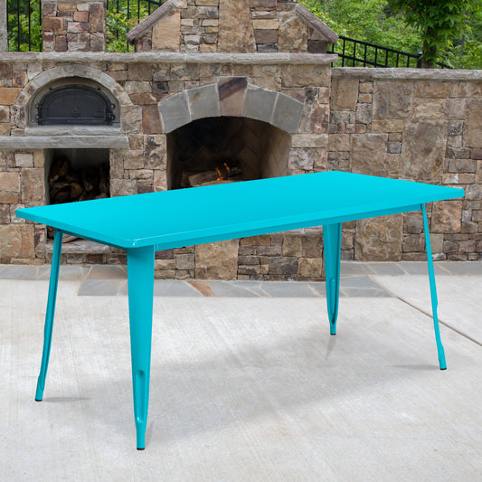 31.5x63 Teal Metal Table Set ET-CT005-CB-GG