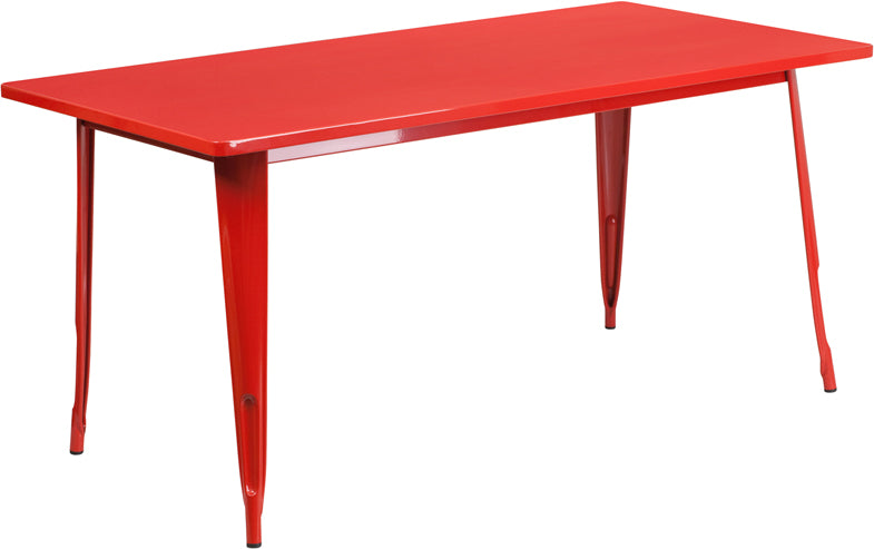 31.5x63 Red Metal Table ET-CT005-RED-GG