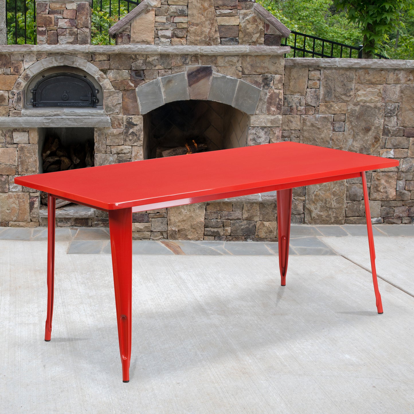 31.5x63 Red Metal Table ET-CT005-RED-GG