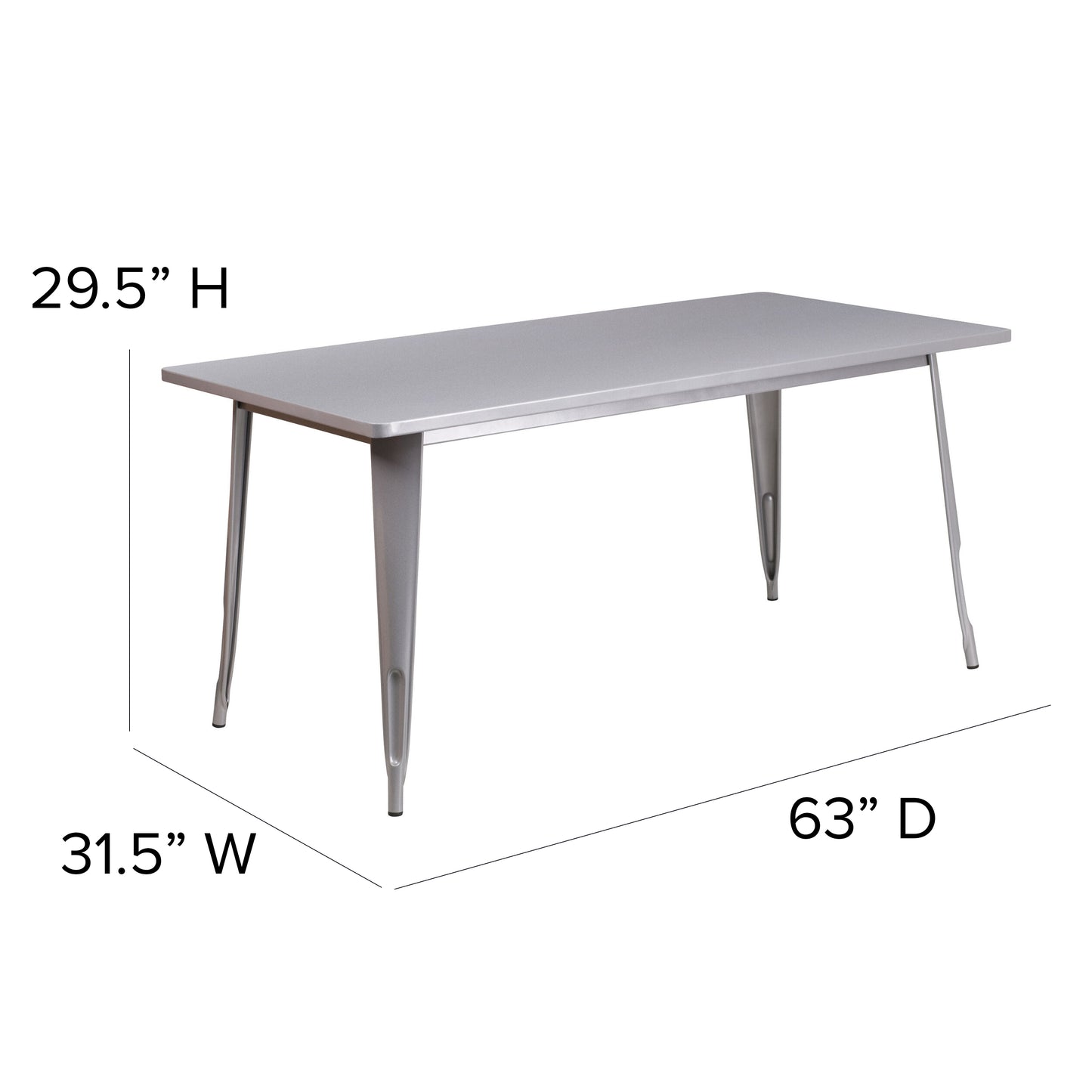 31.5x63 Silver Metal Table ET-CT005-SIL-GG