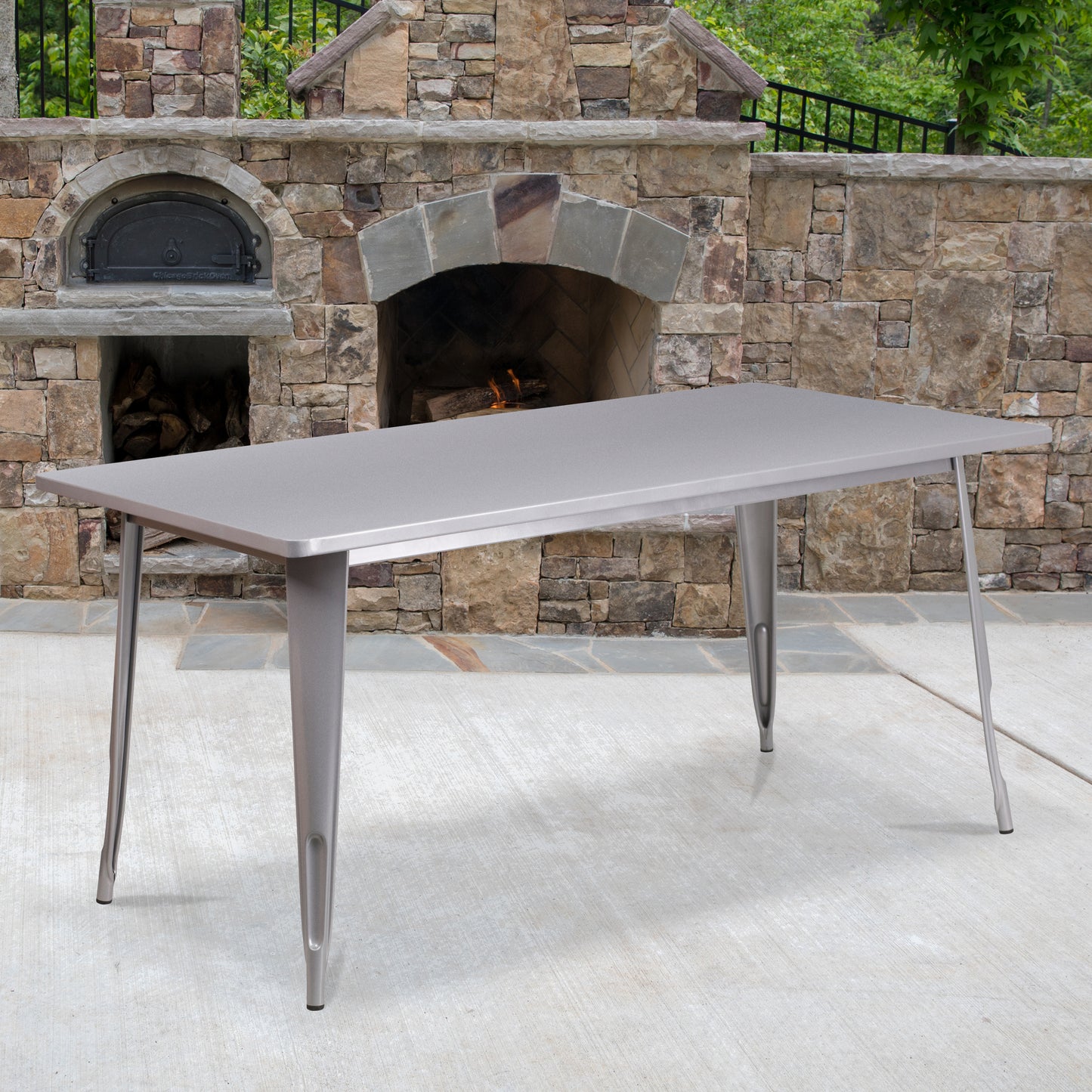 31.5x63 Silver Metal Table ET-CT005-SIL-GG