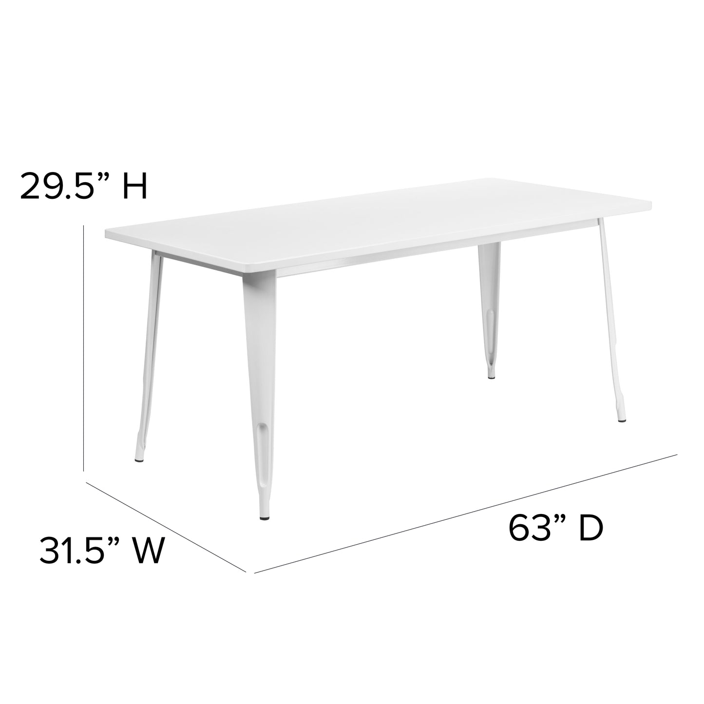 31.5x63 White Metal Table ET-CT005-WH-GG