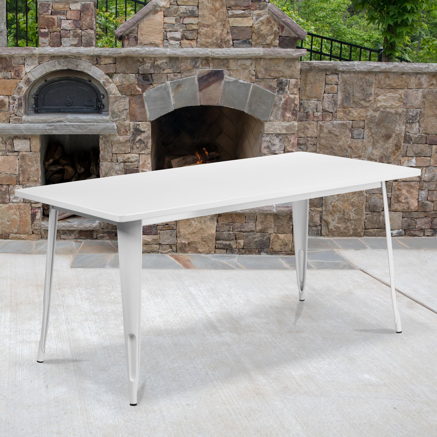 31.5x63 White Metal Table ET-CT005-WH-GG