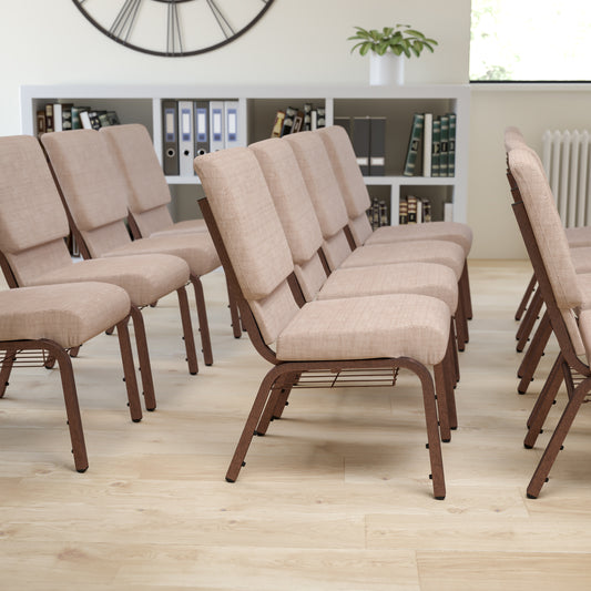 Beige Fabric Church Chair FD-CH02185-CV-BGE1-BAS-GG