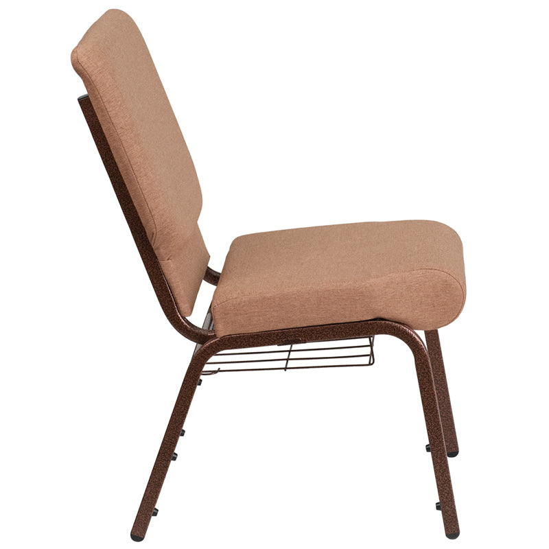 Caramel Fabric Church Chair FD-CH02185-CV-BN-BAS-GG