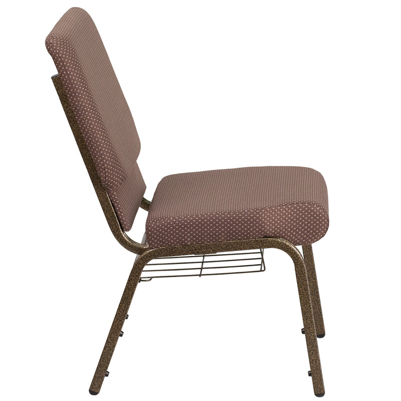 Brown Dot Fabric Church Chair FD-CH02185-GV-BNDOT-BAS-GG