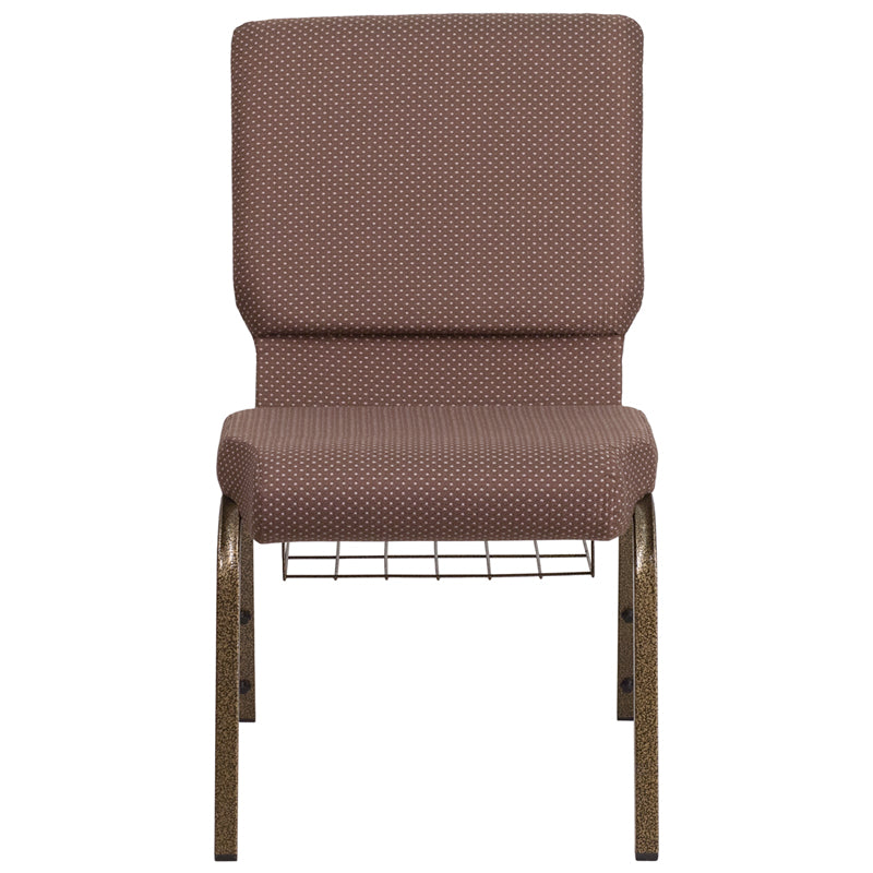 Brown Dot Fabric Church Chair FD-CH02185-GV-BNDOT-BAS-GG