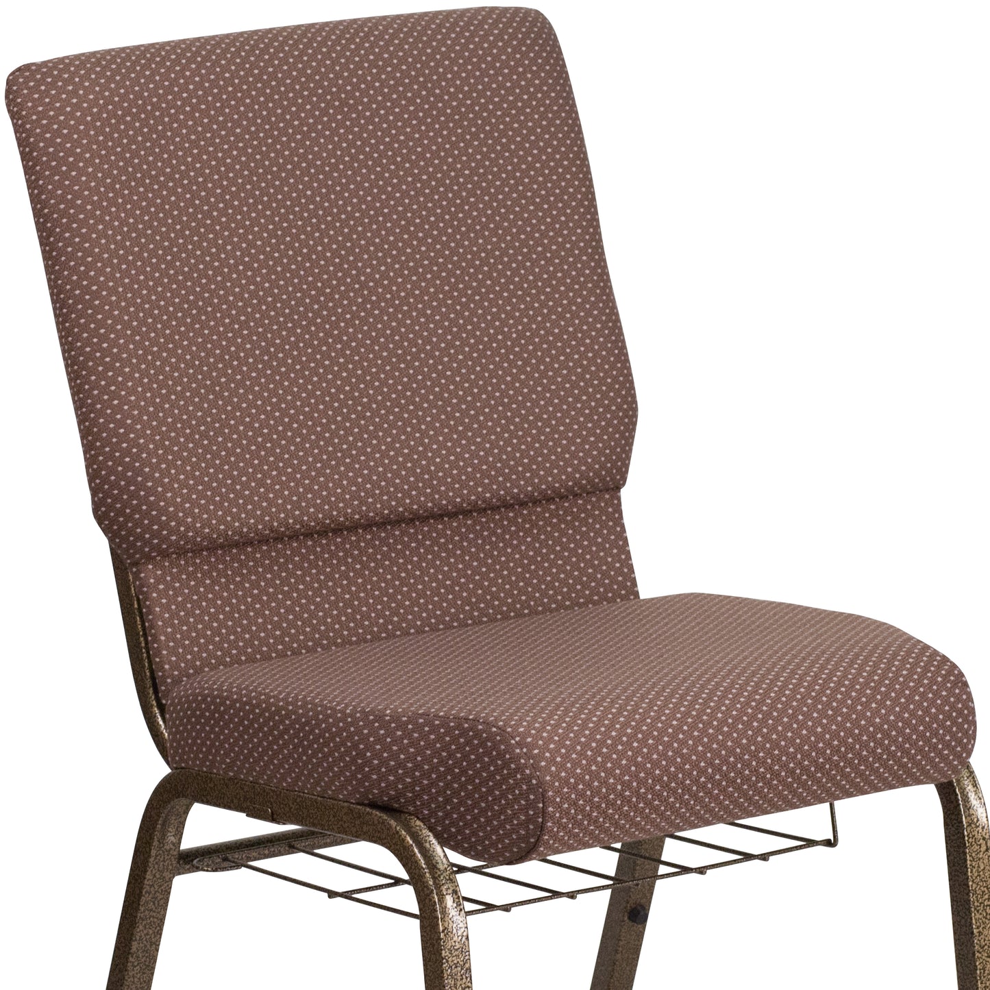 Brown Dot Fabric Church Chair FD-CH02185-GV-BNDOT-BAS-GG