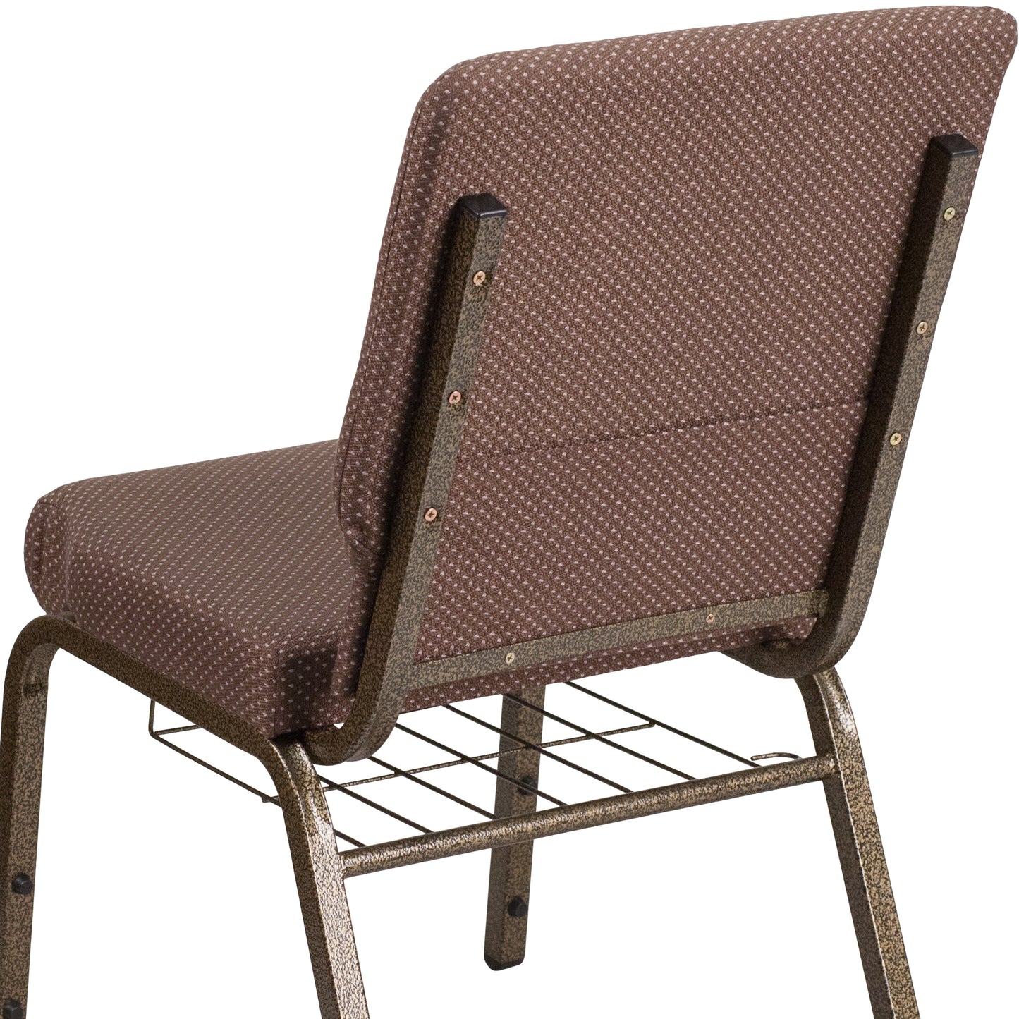 Brown Dot Fabric Church Chair FD-CH02185-GV-BNDOT-BAS-GG