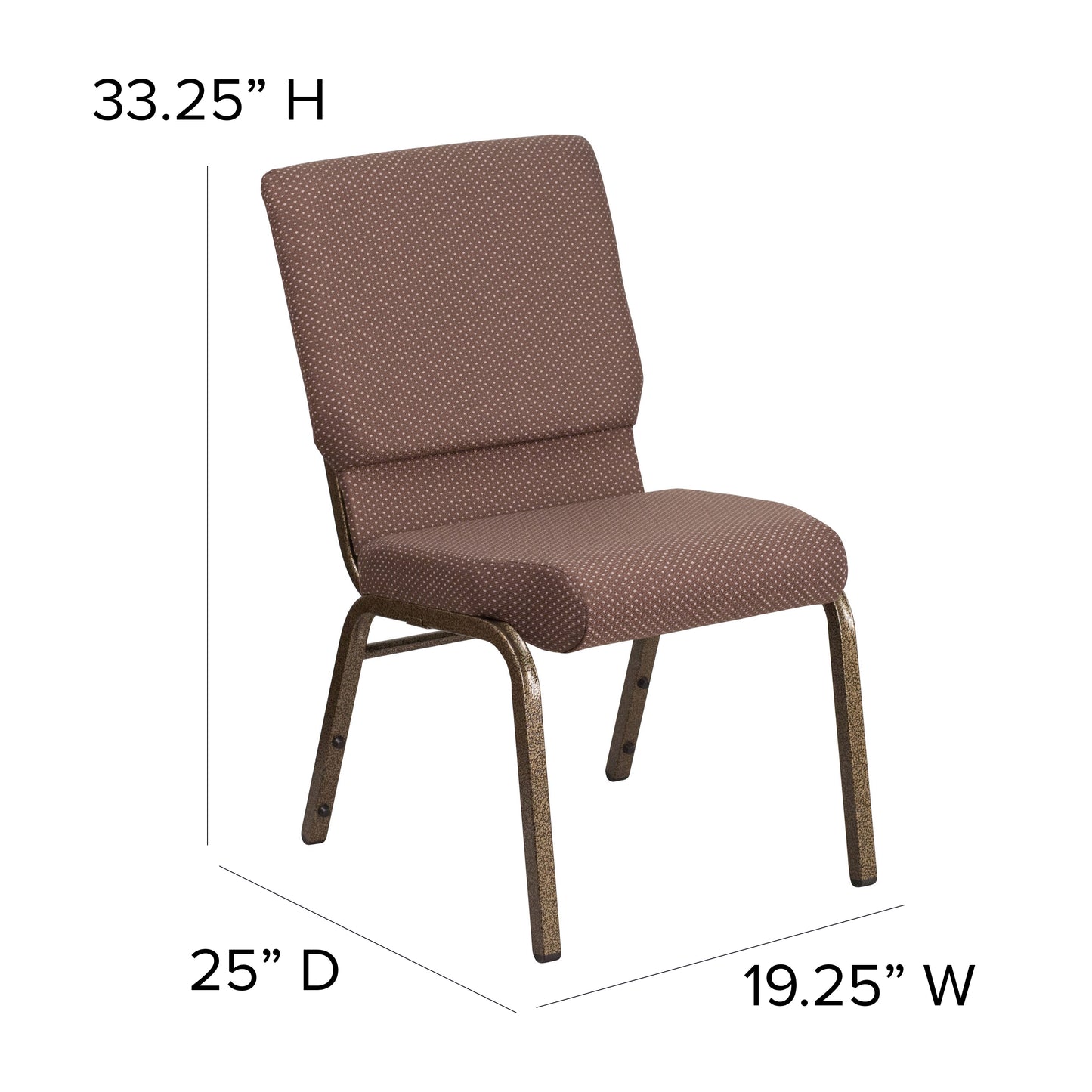 Brown Dot Fabric Church Chair FD-CH02185-GV-BNDOT-GG