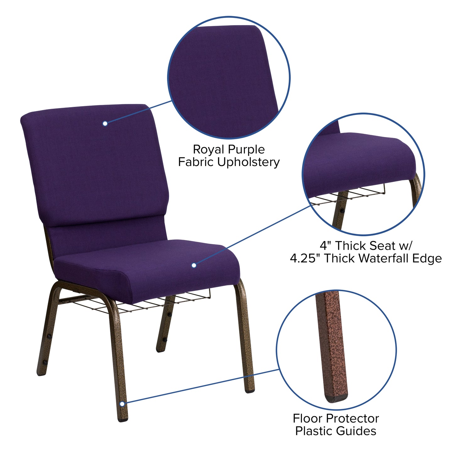 Purple Fabric Church Chair FD-CH02185-GV-ROY-BAS-GG