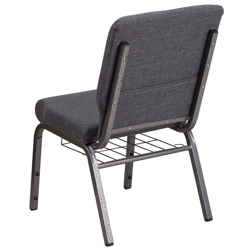 Dark Gray Fabric Church Chair FD-CH02185-SV-DKGY-BAS-GG