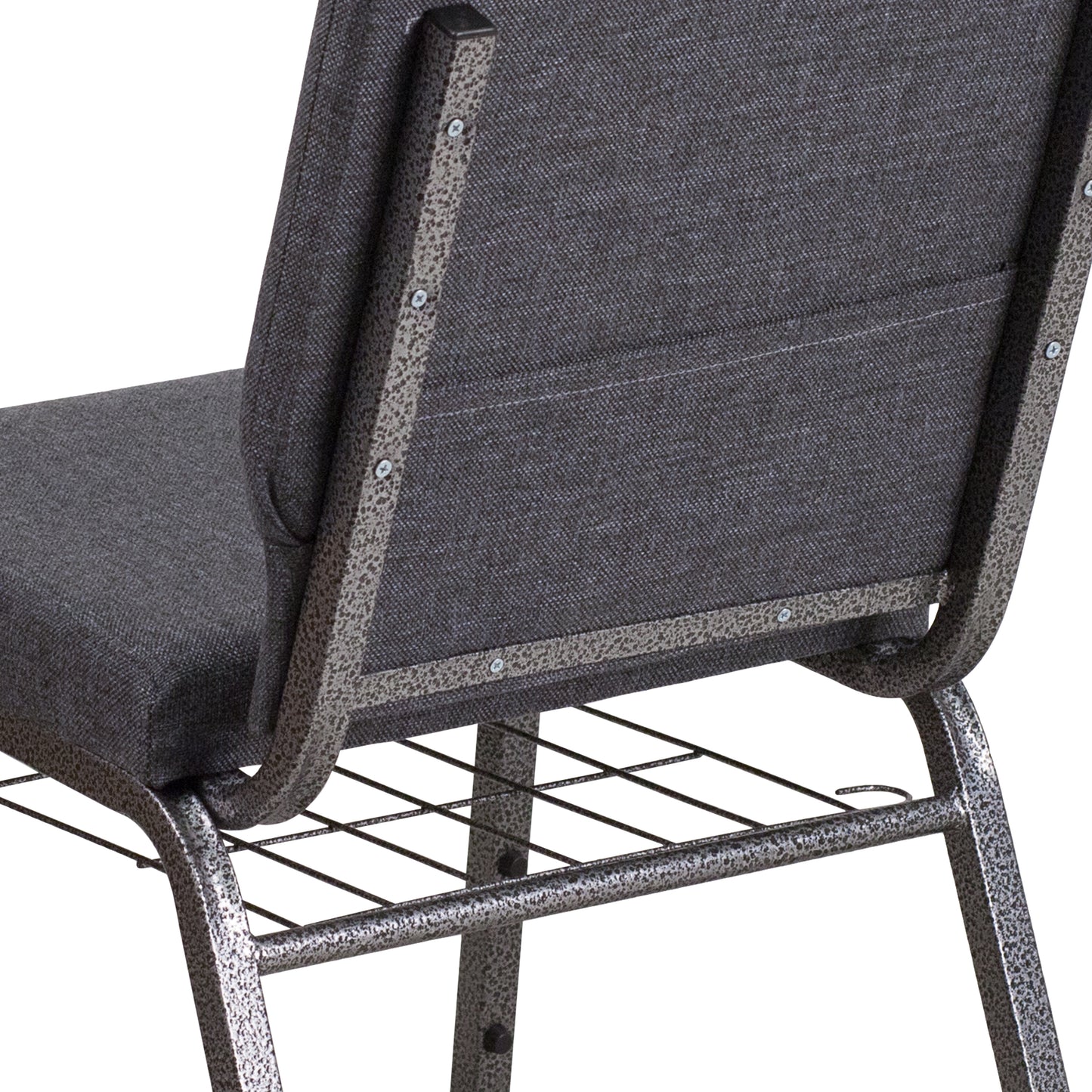 Dark Gray Fabric Church Chair FD-CH02185-SV-DKGY-BAS-GG