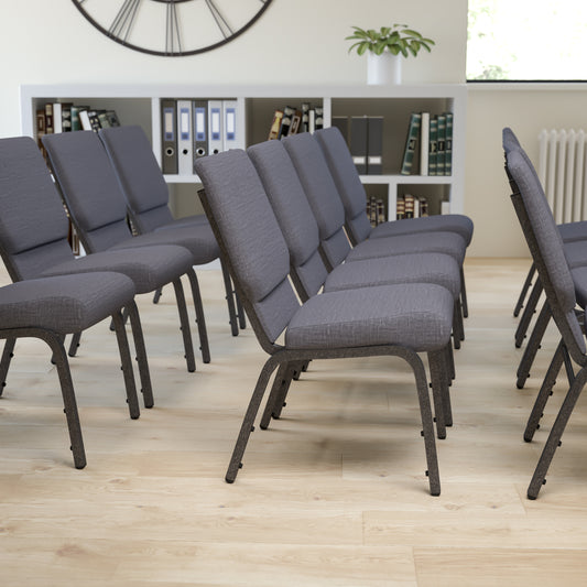 Dark Gray Fabric Church Chair FD-CH02185-SV-DKGY-GG