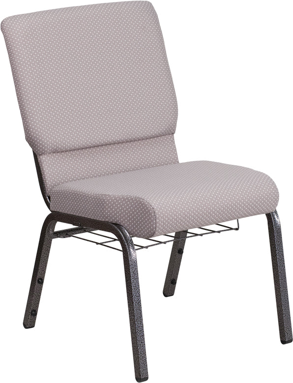 Gray Dot Fabric Church Chair FD-CH02185-SV-GYDOT-BAS-GG