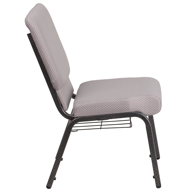 Gray Dot Fabric Church Chair FD-CH02185-SV-GYDOT-BAS-GG